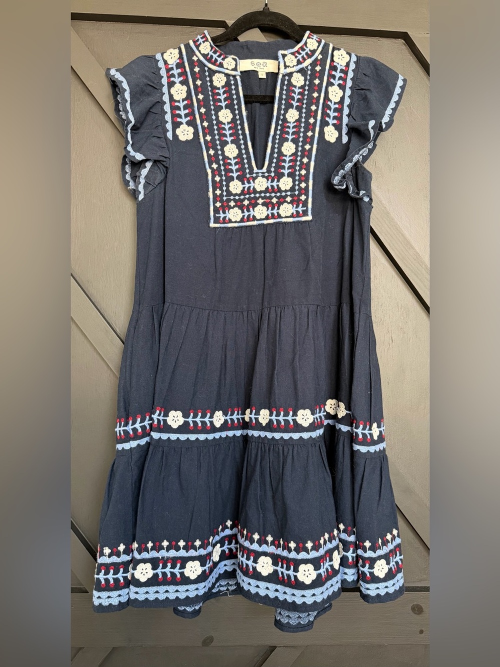 Sea New York Shaina Embroidered Tunic Dress in Navy, Size Small - Picture 5 of 11
